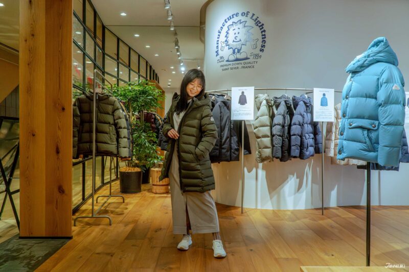 SERRES 롱 다운코트 디테일 및 실루엣