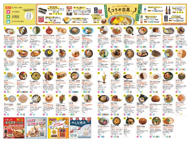 2025 시모키타자와 카레 페스티벌 메뉴 모음