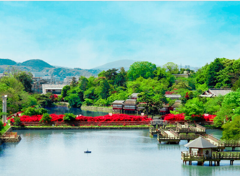 나가오카쿄시 대나무 숲길과 고즈넉한 신사 풍경