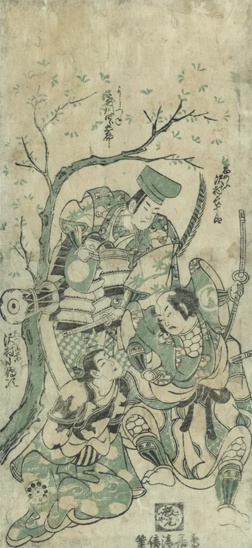 도리이 기요마스 2세의 배우 그림 ‘다다노부·요시쓰네·시즈카 고젠’ 원화 이미지