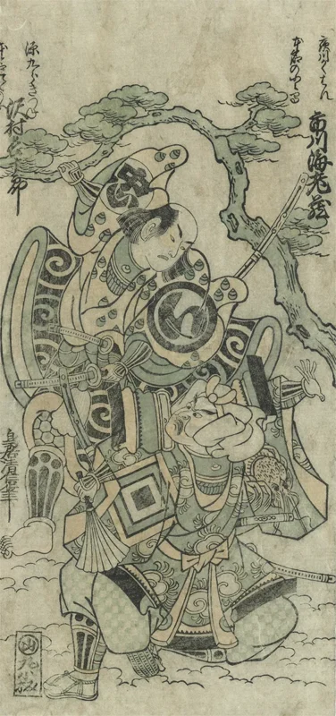 도리이 기요노부 2세의 배우 그림 ‘요코가와 가쿠한·겐쿠로 기쓰네’ 원화 이미지