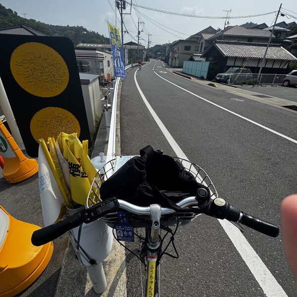 나오시마 여행에 이용 가능한 전기자전거 대여 모습