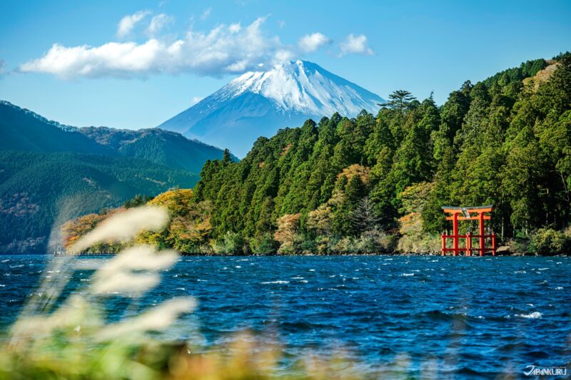하코네 겨울 온천 마을 풍경