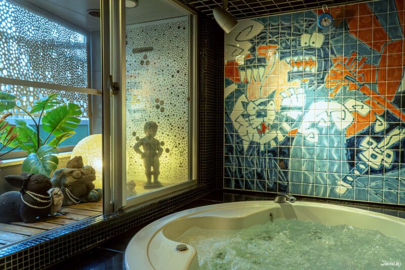 도쿄 안돈 료칸 자쿠지 욕조와 프라이빗 목욕 공간