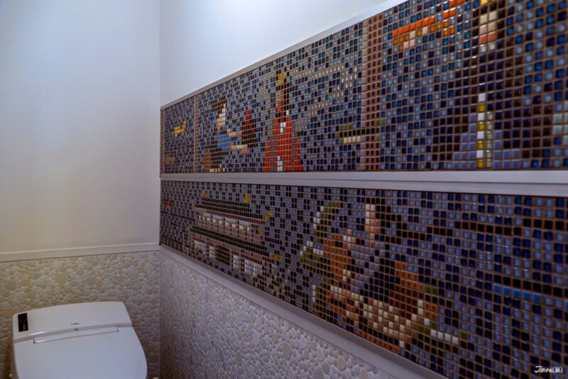 안돈 료칸 공용 욕실 벽을 채운 만화풍 벽화 아트