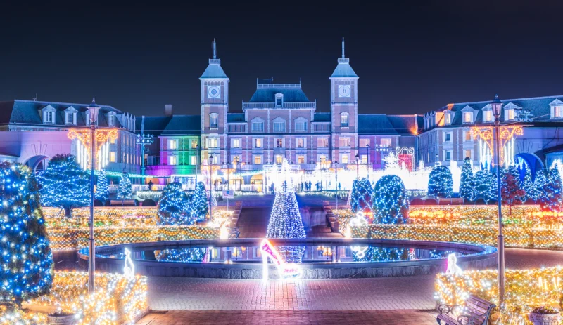 고베 프루트 플라워 파크 일루미나주 궁전형 일루미네이션과 하트 아치