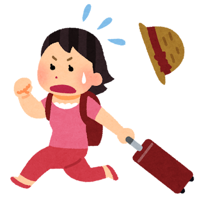 달리고 있는 여행객 여성 지각