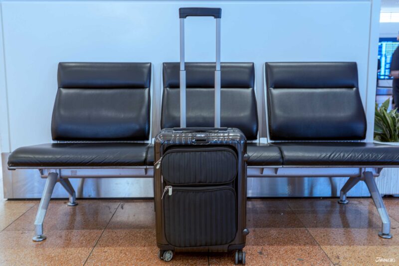A suitcase at the airport in Japan