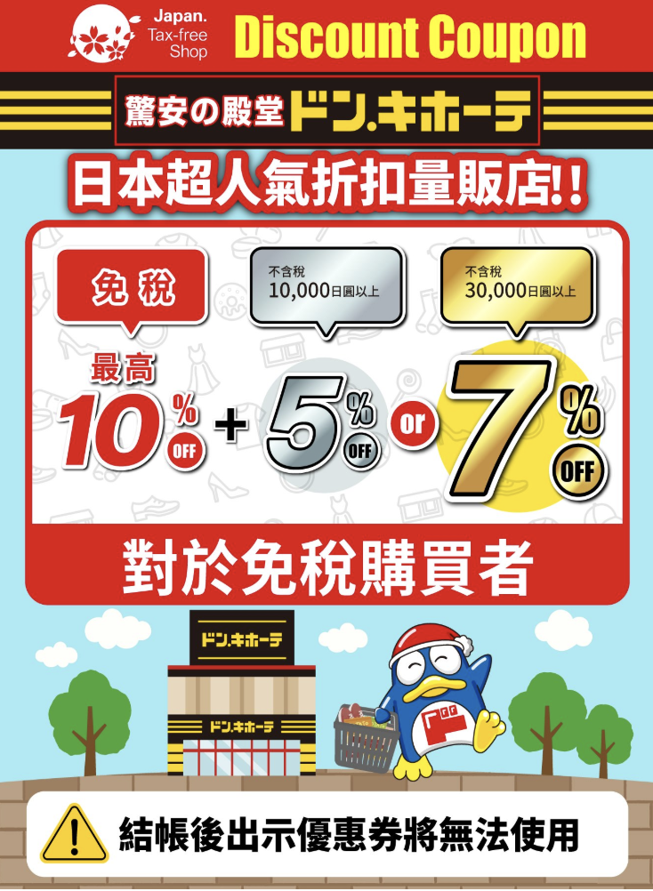 ドン・キホーテ 唐吉訶德 免稅優惠券