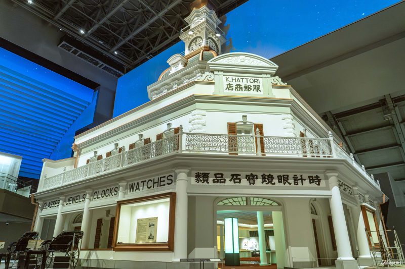 ด้านนอกร้านนาฬิกาฮัตโตริ ขนาดเท่าของจริง จัดแสดงภายในพิพิธภัณฑ์เอโดะโตเกียว